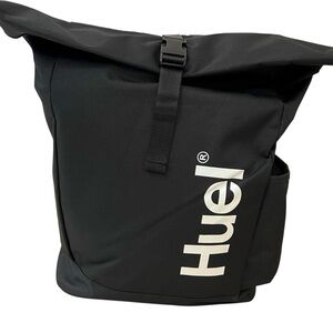 HUEL Black Roll-Top Backpack with White Logo